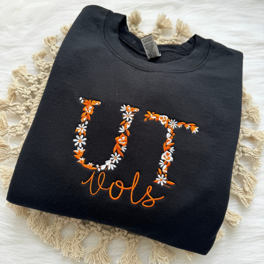 Custom Embroidered Floral College Sweatshirt