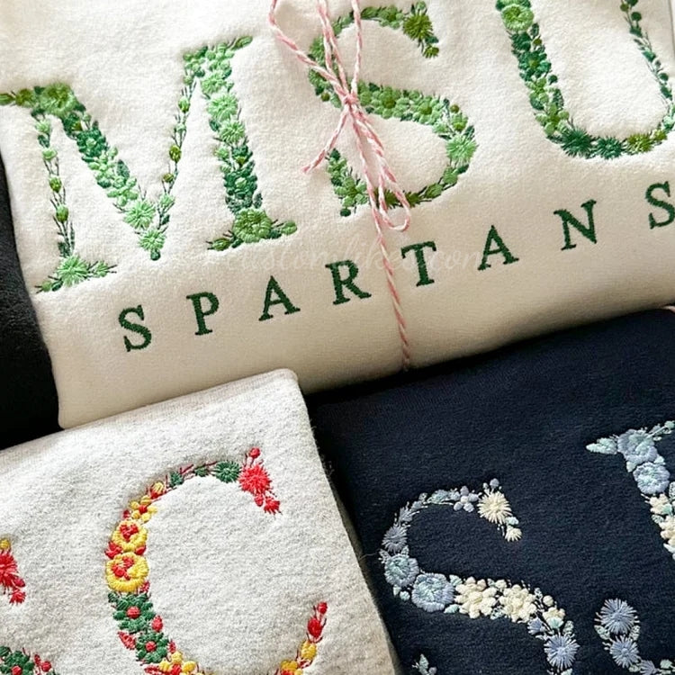Personalized Embroidered Floral University Sweatshirt