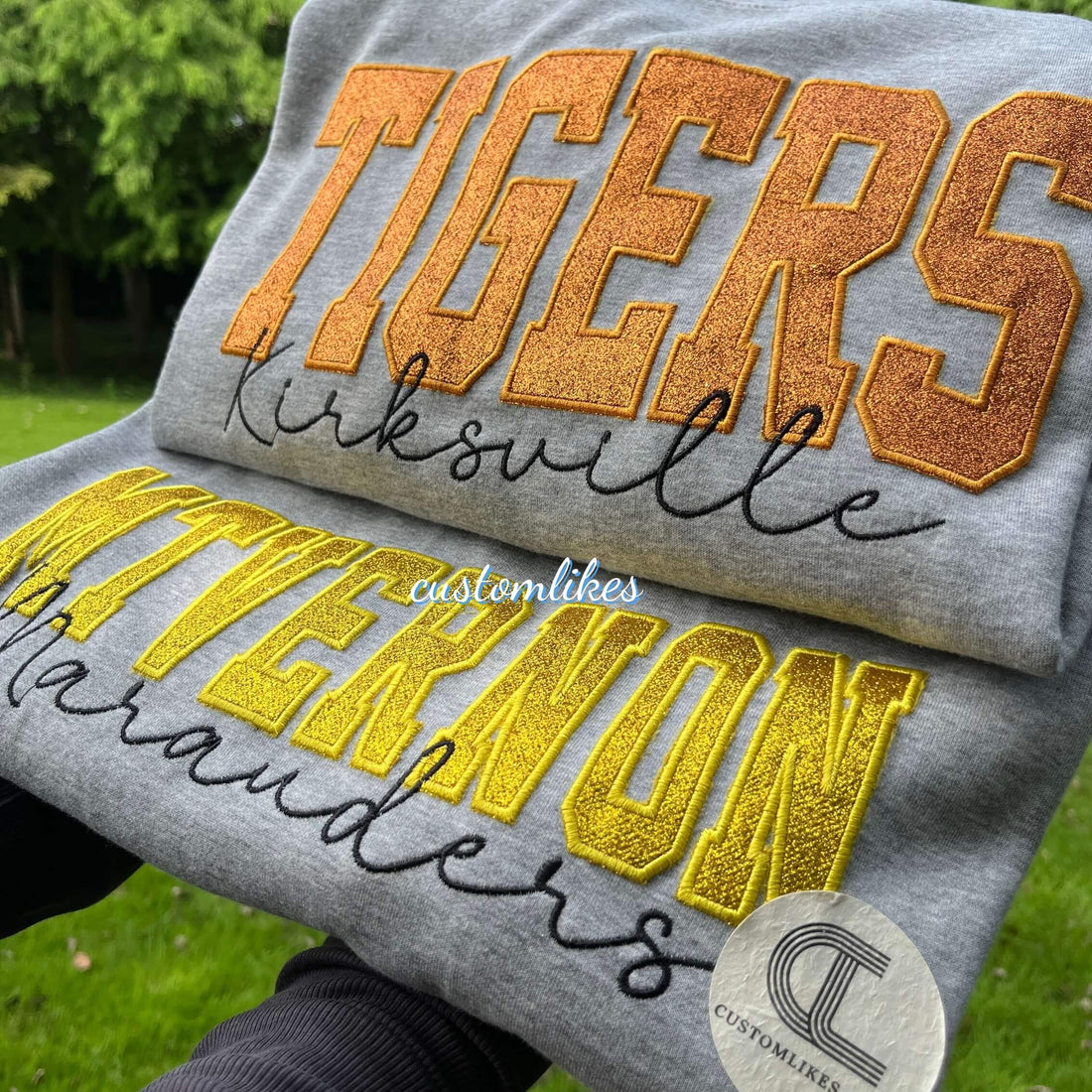 Custom Embroidered Glitter Vinyl Football Team Sweatshirt