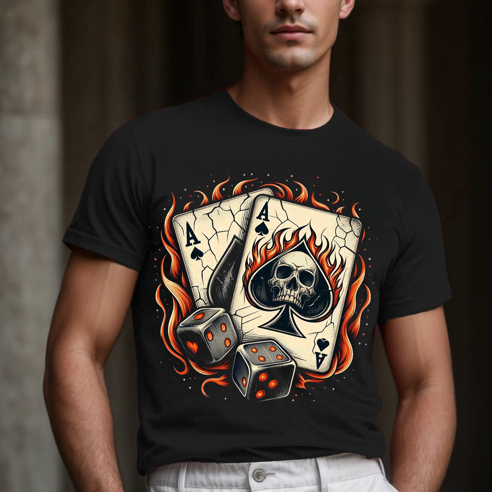 Men's Poker Card Skull T-shirt