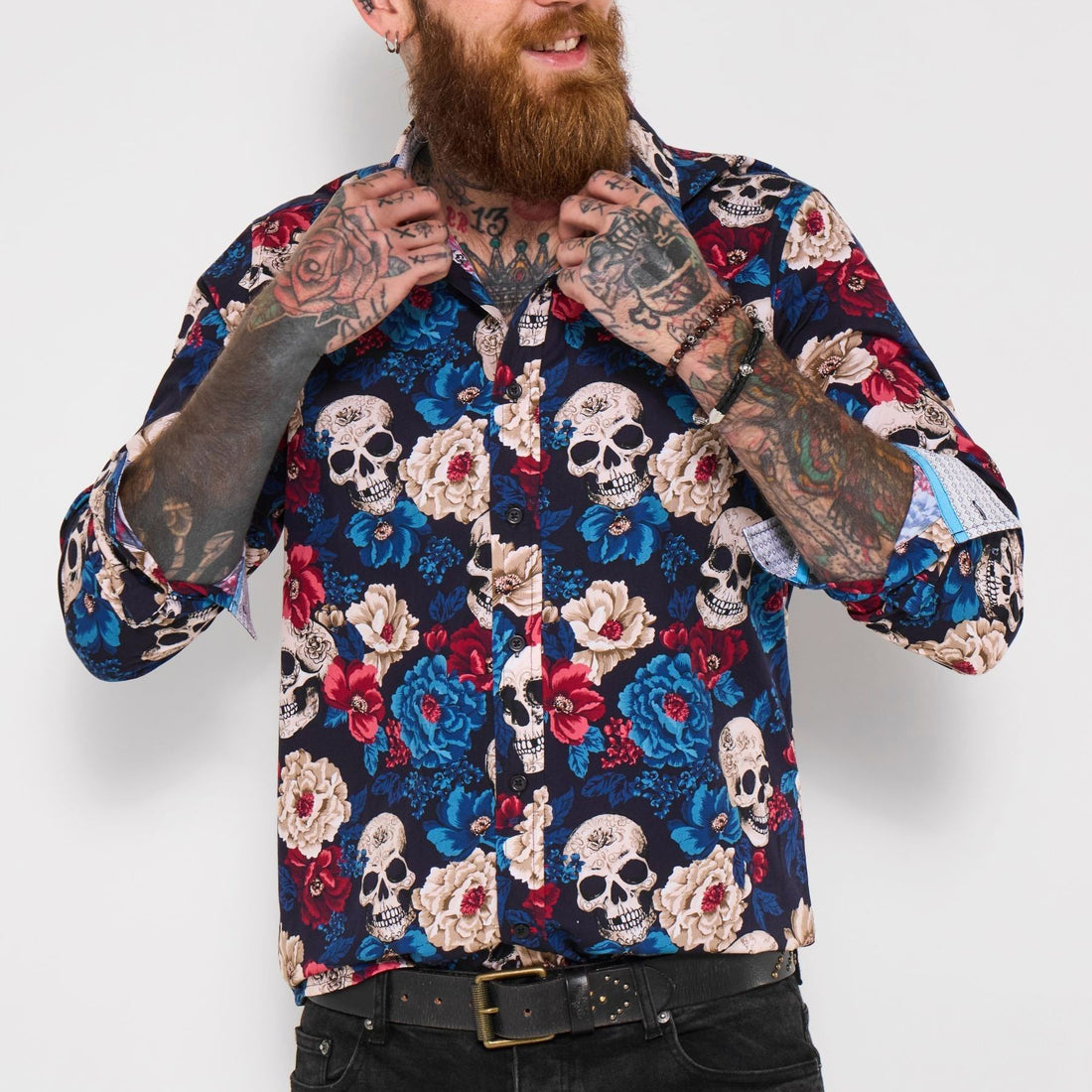 Joe Browns Blue All Over Skull Print Shirt