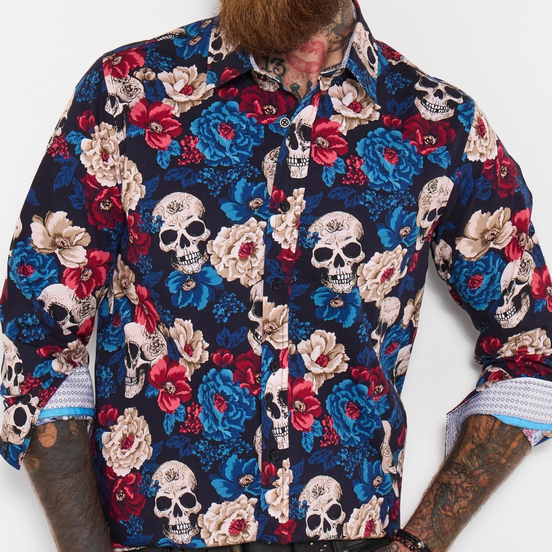 Joe Browns Blue All Over Skull Print Shirt
