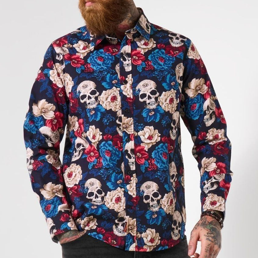 Joe Browns Blue All Over Skull Print Shirt
