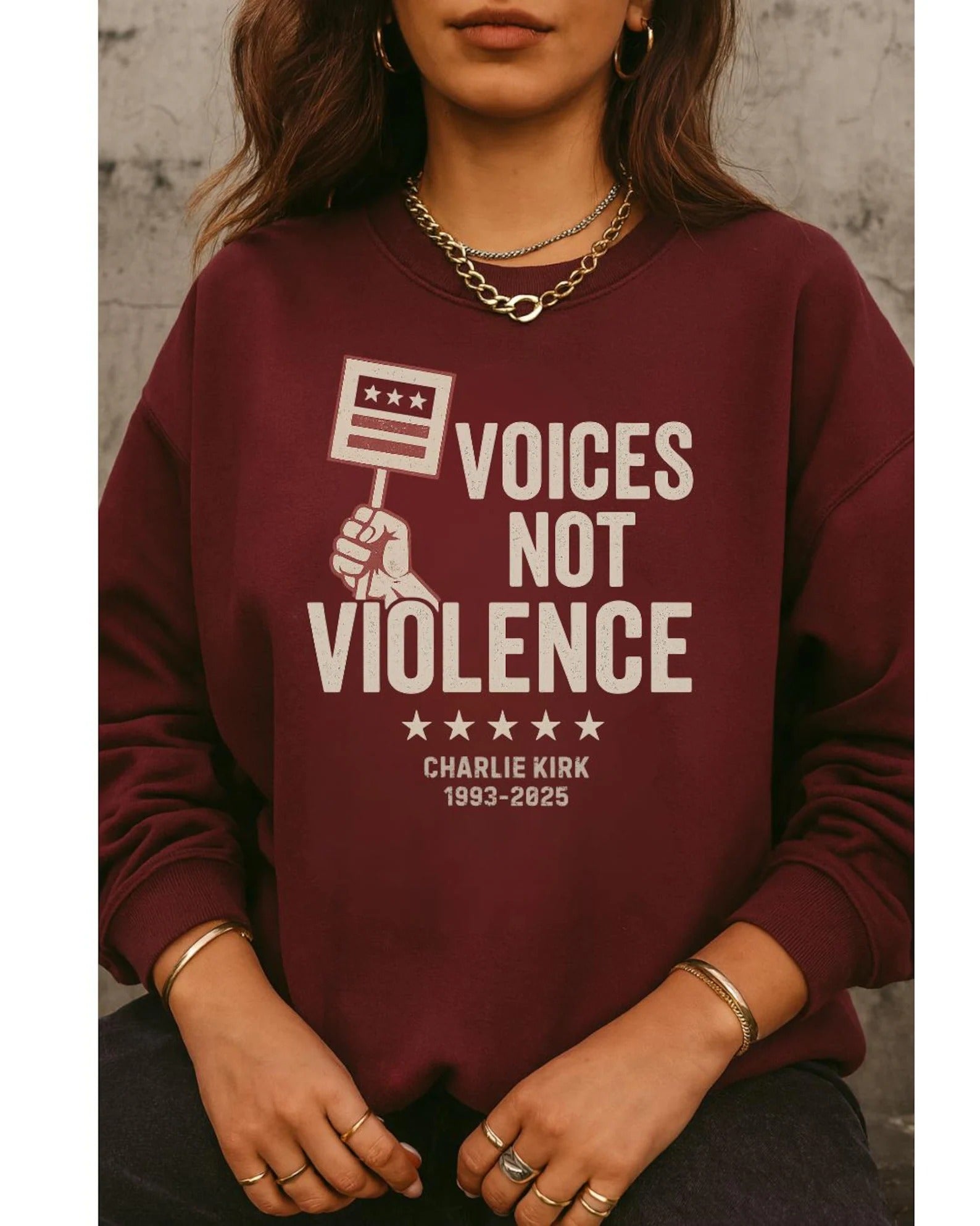 Voices Not Violence Charlie Kirk Sweatshirt