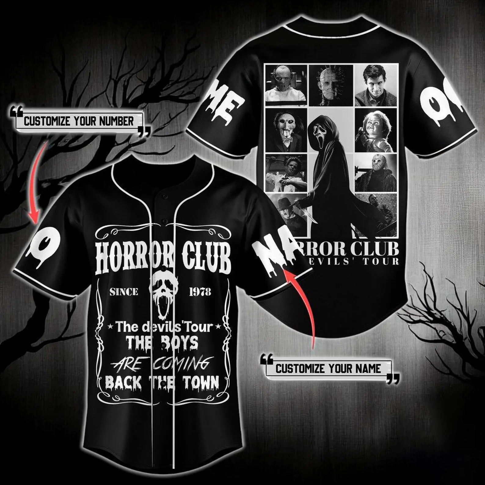Halloween Horror Club  Custom Name & Number Jersey