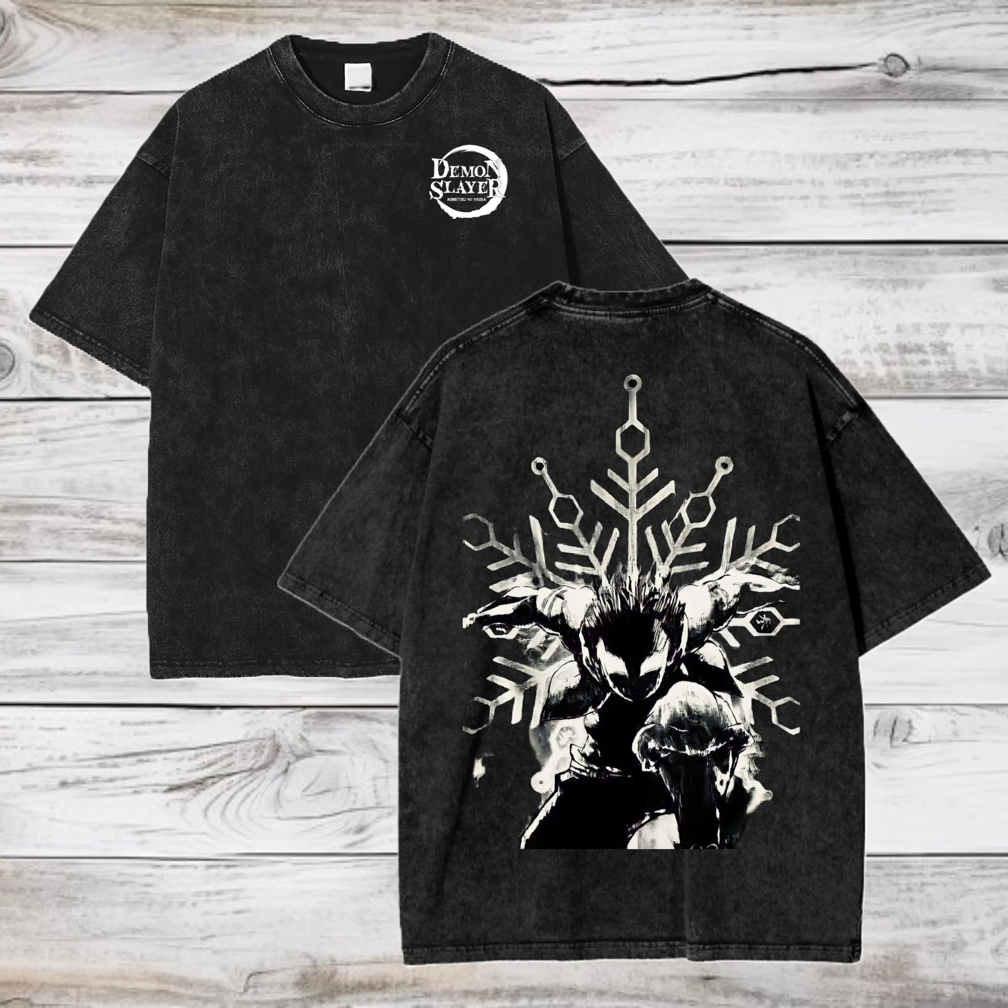 Demon Slayer Anime Acid Wash Oversize T-Shirt Tanjiro Kamado Anime Tee Gift For Him