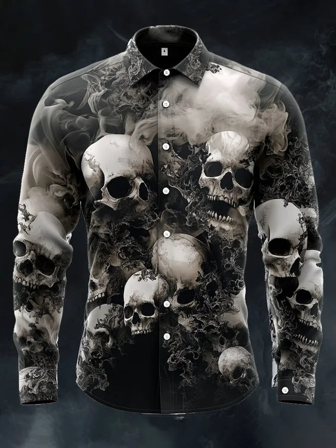 Men's Vintage Art Skull Shirt