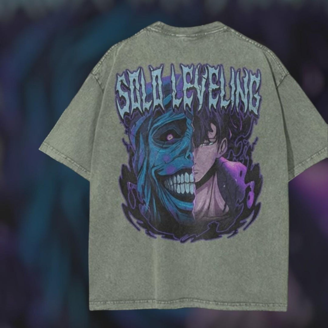Oversized Acid Washed Anime T-Shirt, Heavyweight Unisex Streetwear Tee