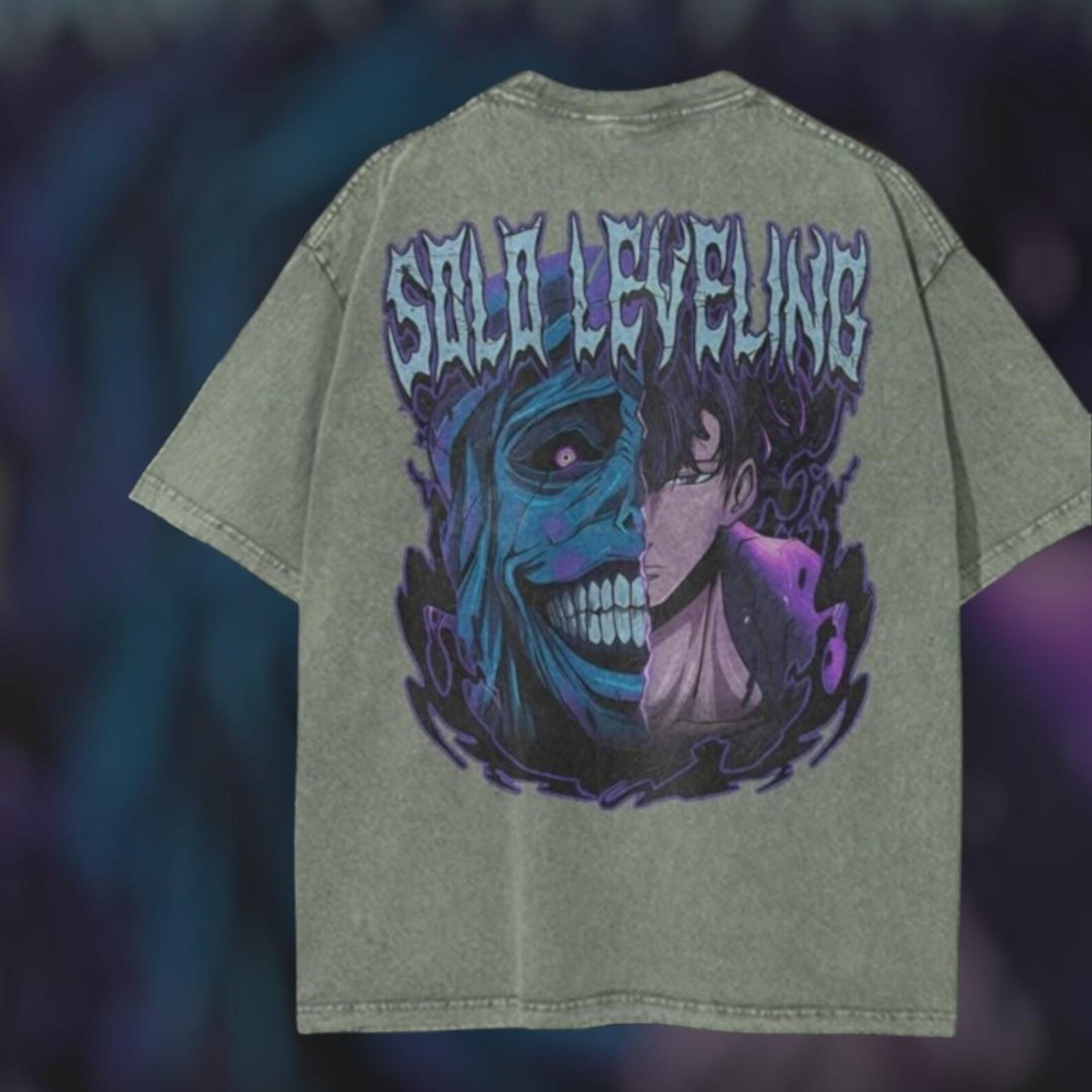 Oversized Acid Washed Anime T-Shirt, Heavyweight Unisex Streetwear Tee