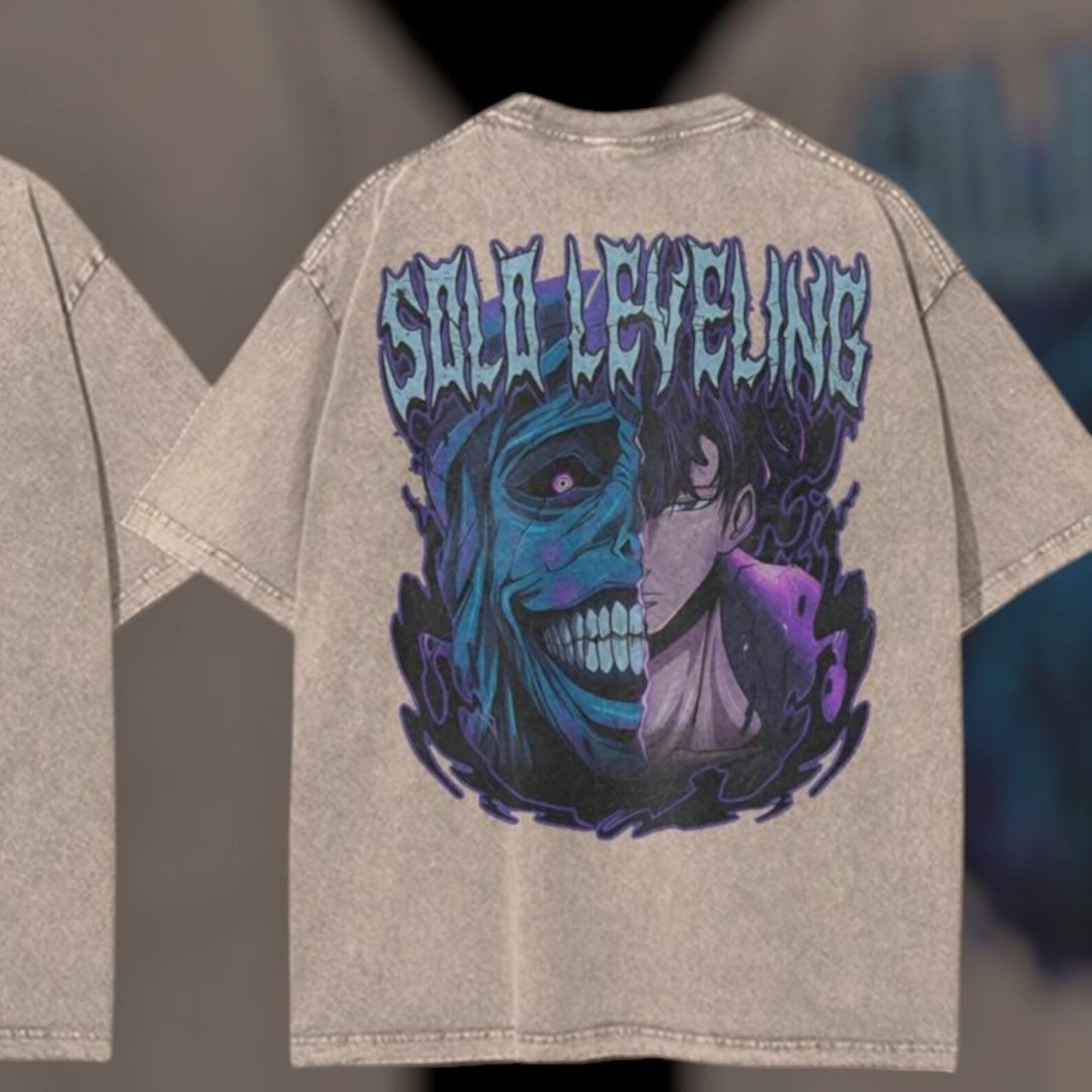Oversized Acid Washed Anime T-Shirt, Heavyweight Unisex Streetwear Tee
