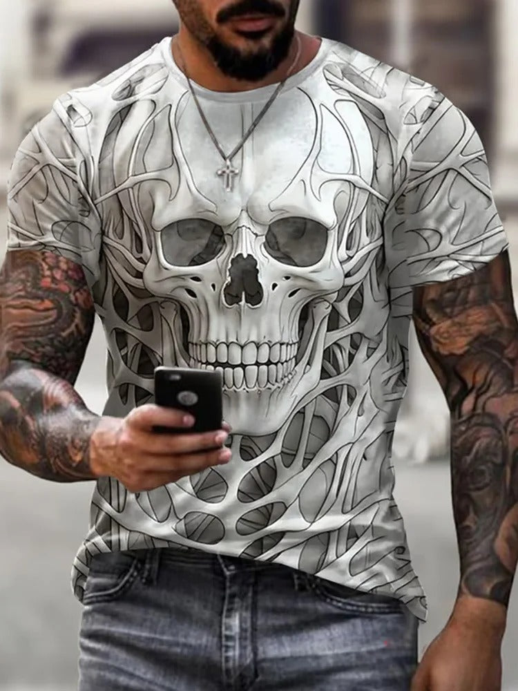 Men's Halloween Skull Print Casual T-shirt