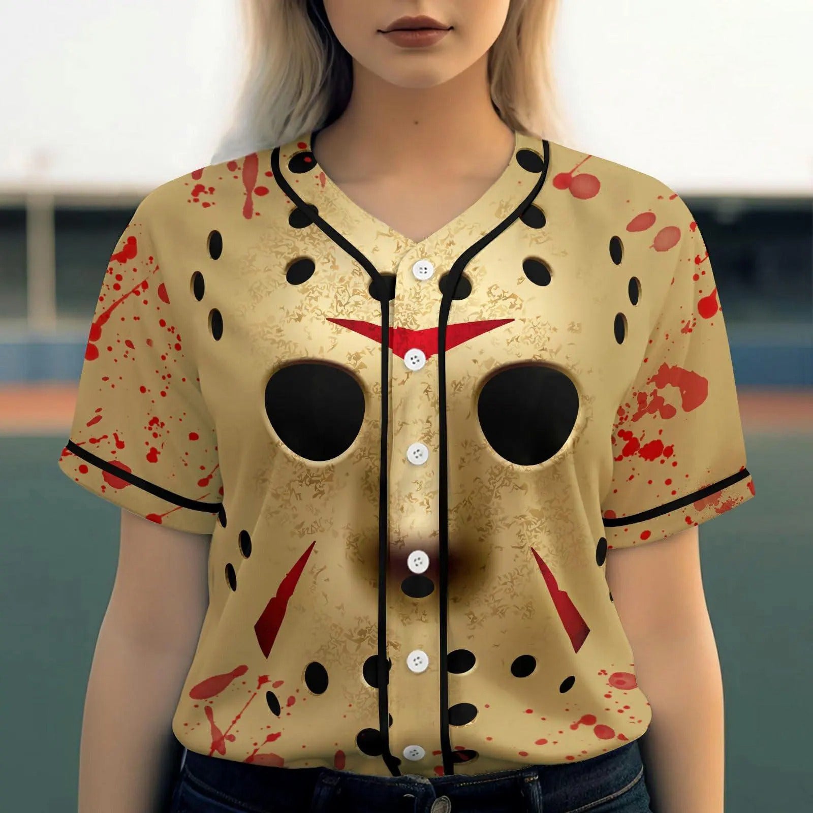 Halloween Horror Creepy Movie Outfit, Bloody Spooky Jersey