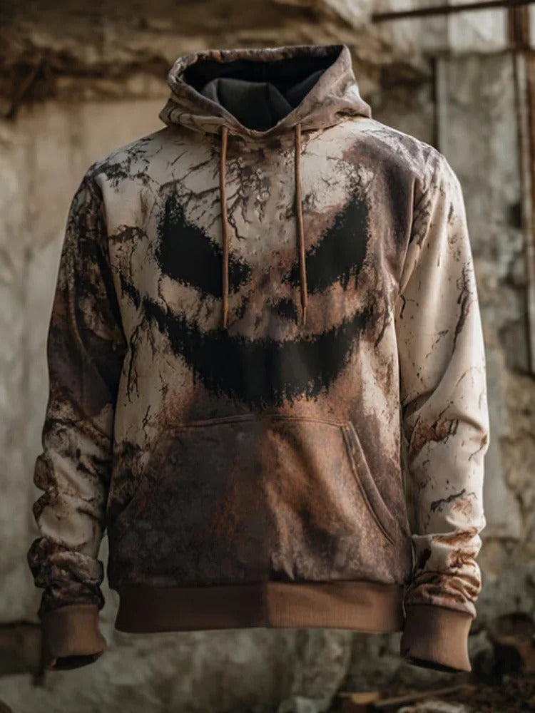 Men's Vintage Casual Halloween Horror Art Hoodie