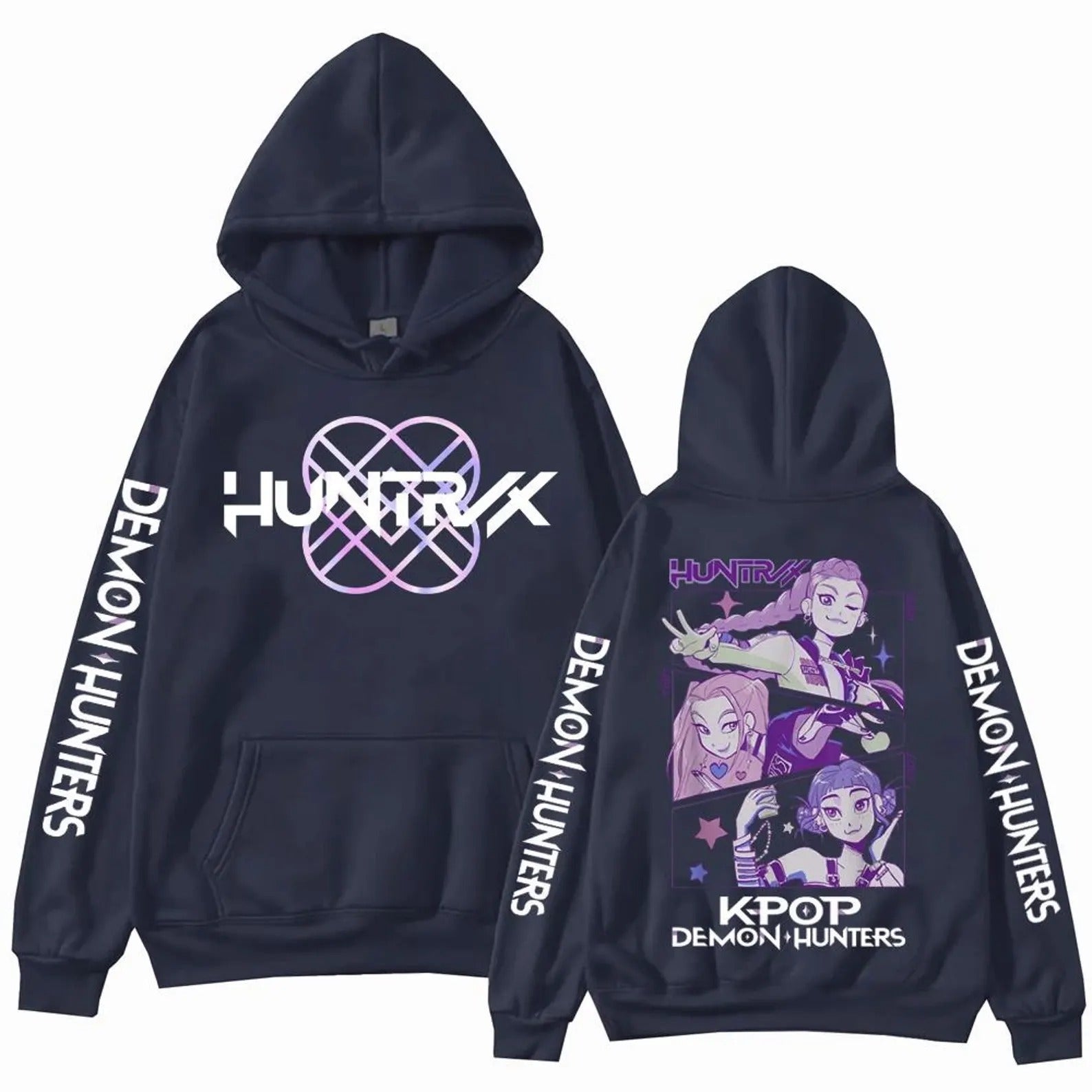 Kpop Demon Hunters Hoodie Sweatshirt Long Sleeve Girls Women Fashion Rumi Mira Zoey Fleece V-Neck