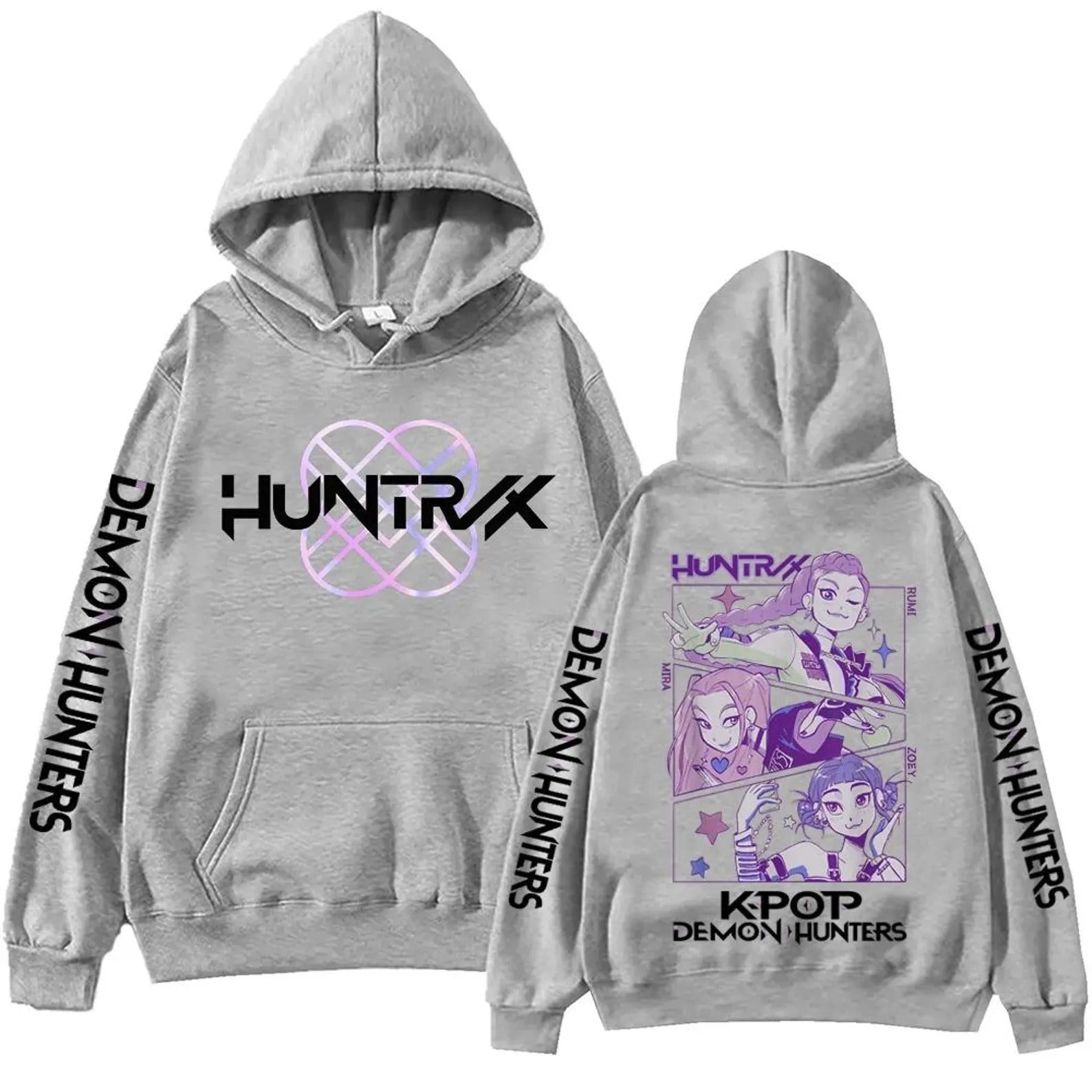 Kpop Demon Hunters Hoodie Sweatshirt Long Sleeve Girls Women Fashion Rumi Mira Zoey Fleece V-Neck