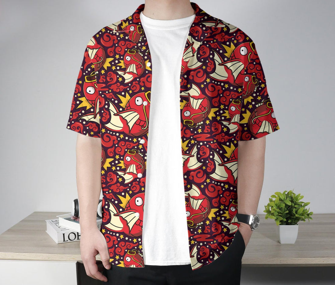 Magikarp Hawaiian Shirt Hawaii Button Up Shirt Aloha Summer Hawaiian Short Tropical Hawaii Set Magikarp Shirt Gifts