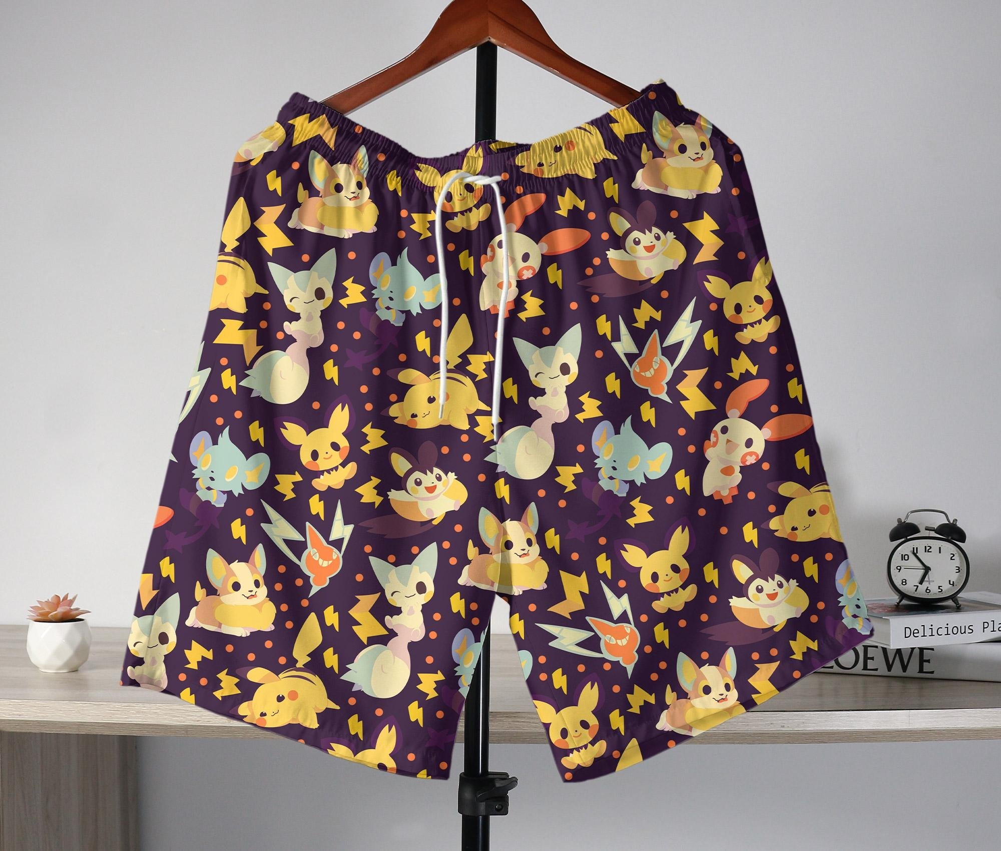 Pikachu Hawaiian Shirt Tropical Button Up Shirt Chibi Summer Pachirisu Hawaiian Shirt Tropical Hawaii Set Pikachu Shirt Gifts