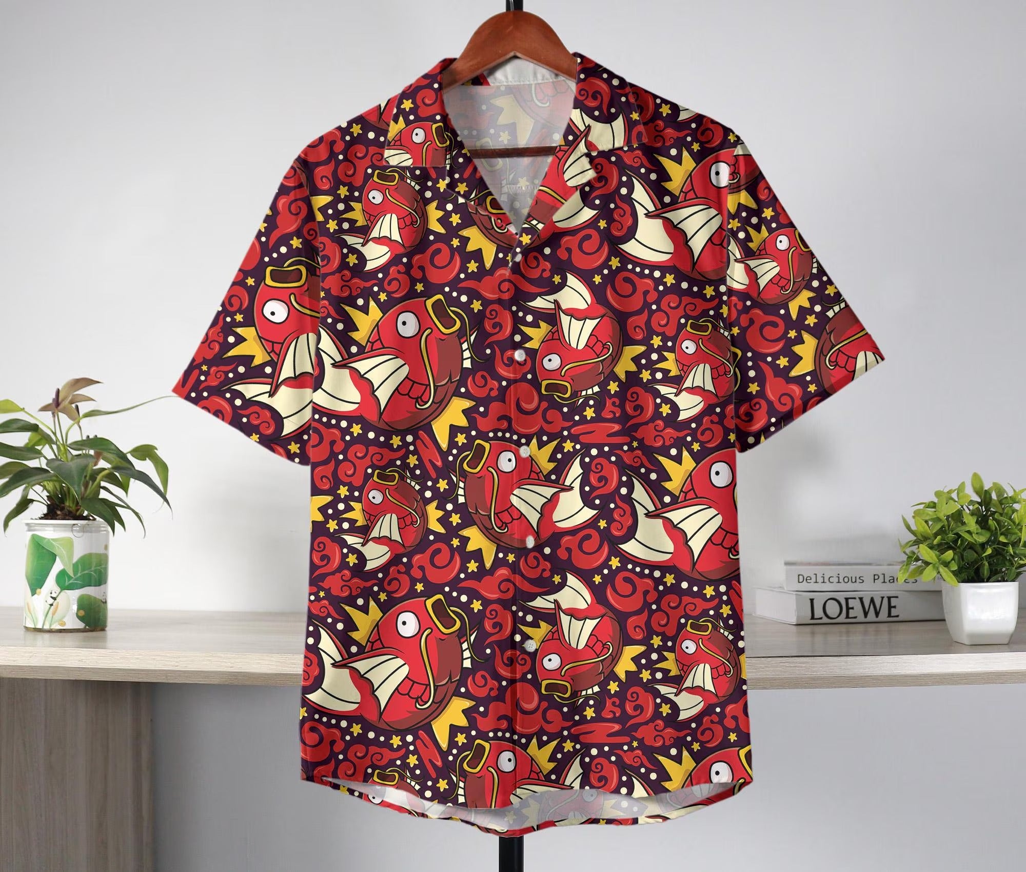 Magikarp Hawaiian Shirt Hawaii Button Up Shirt Aloha Summer Hawaiian Short Tropical Hawaii Set Magikarp Shirt Gifts