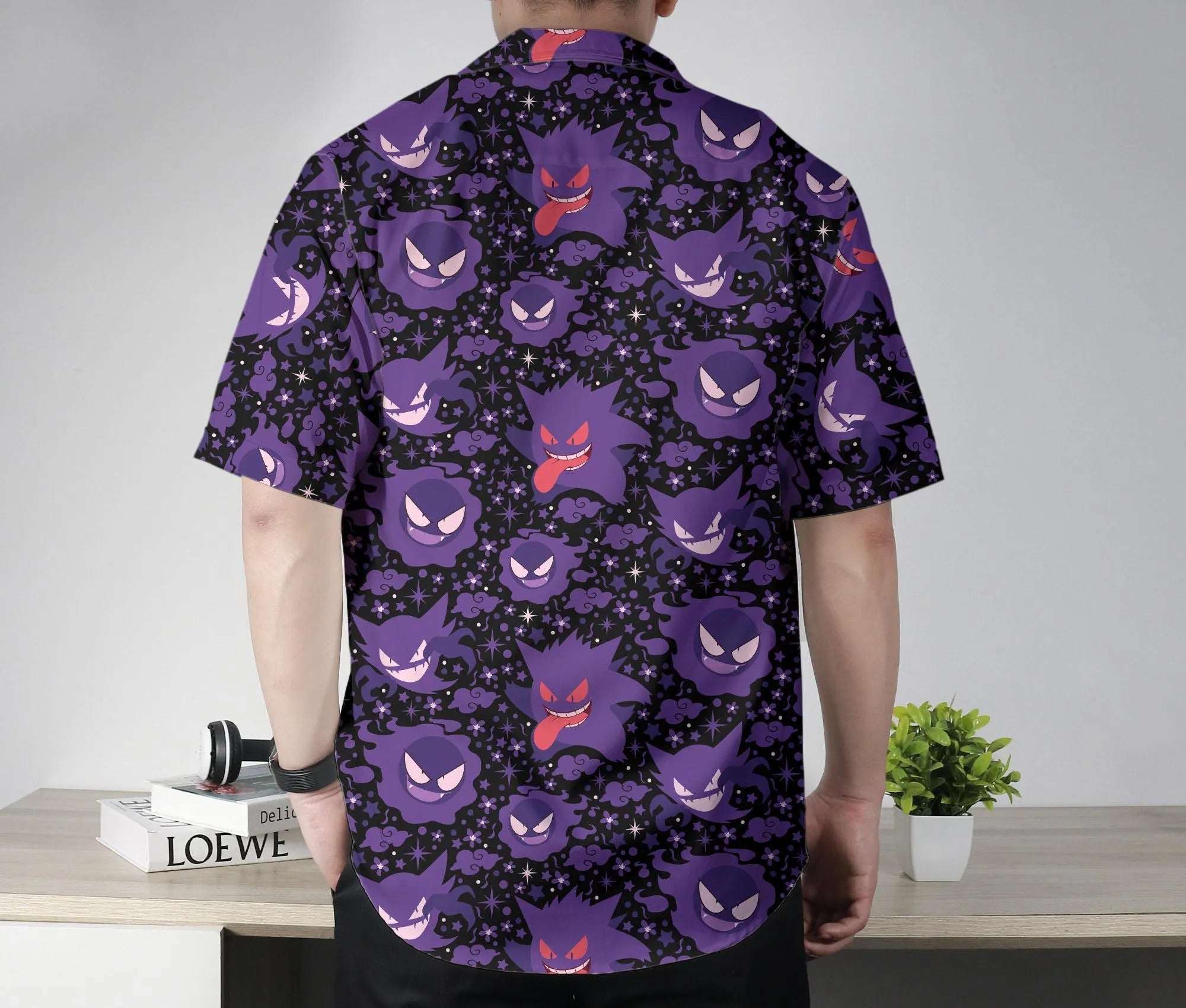 Gengar Hawaiian Shirt Tropical Button Up Shirt Summer Hawaiian Short Tropical Hawaii Set Gengar Shirt Gifts