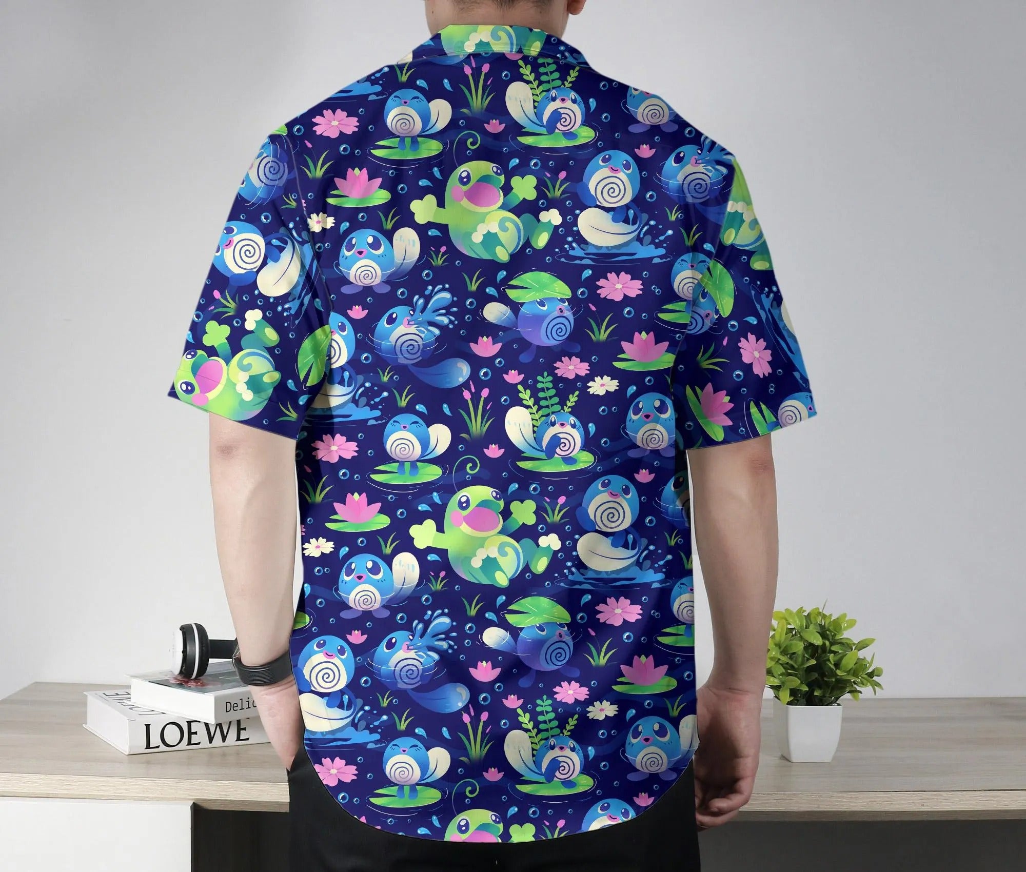 Poliwag Hawaiian Shirt Tropical Button Up Shirt Cute Politoed Hawaii Shirt Summer Hawaiian Short Tropical Hawaii Set Poliwag Shirt Gifts