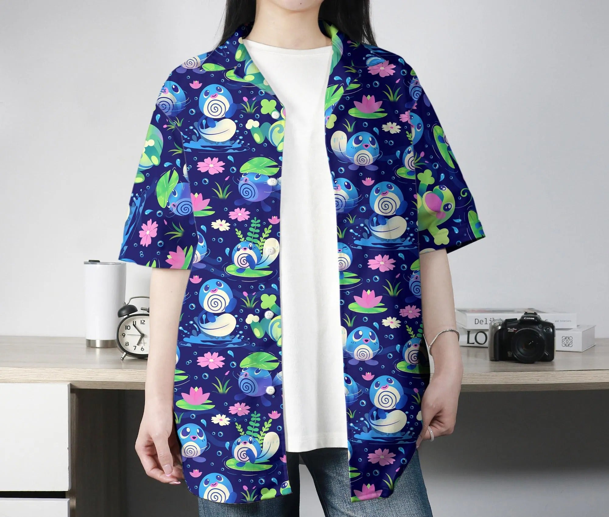 Poliwag Hawaiian Shirt Tropical Button Up Shirt Cute Politoed Hawaii Shirt Summer Hawaiian Short Tropical Hawaii Set Poliwag Shirt Gifts