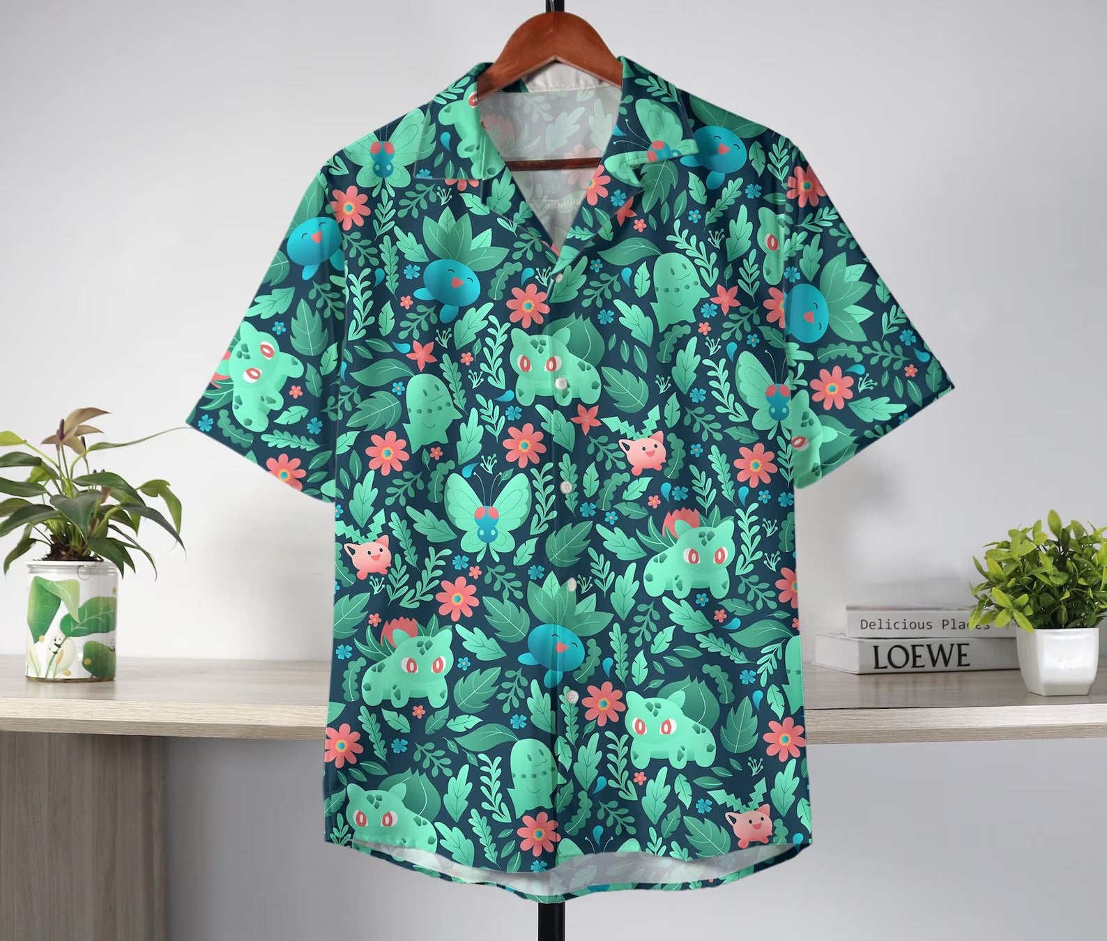 Bulbasaur Hawaiian Shirt Tropical Hawaii Set Hawaii Button Up Shirt Summer Oddish Hawaiian Shirt Bulbasaur Shirt Gifts