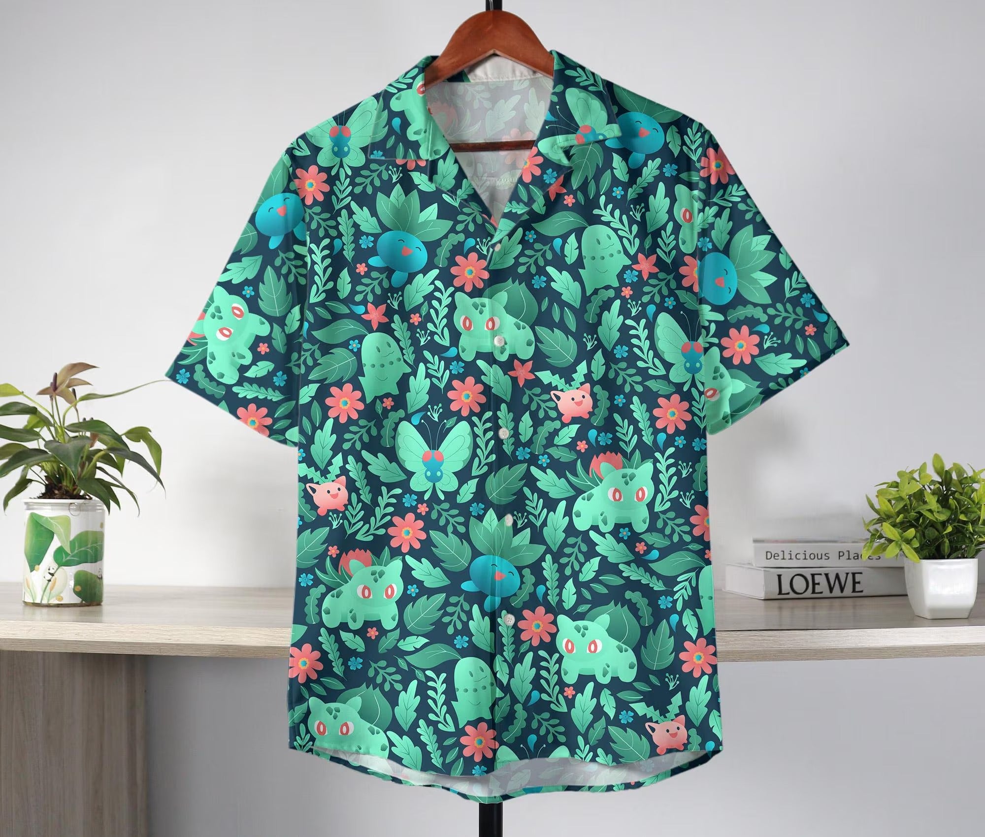 Bulbasaur Hawaiian Shirt Tropical Hawaii Set Hawaii Button Up Shirt Summer Oddish Hawaiian Shirt Bulbasaur Shirt Gifts
