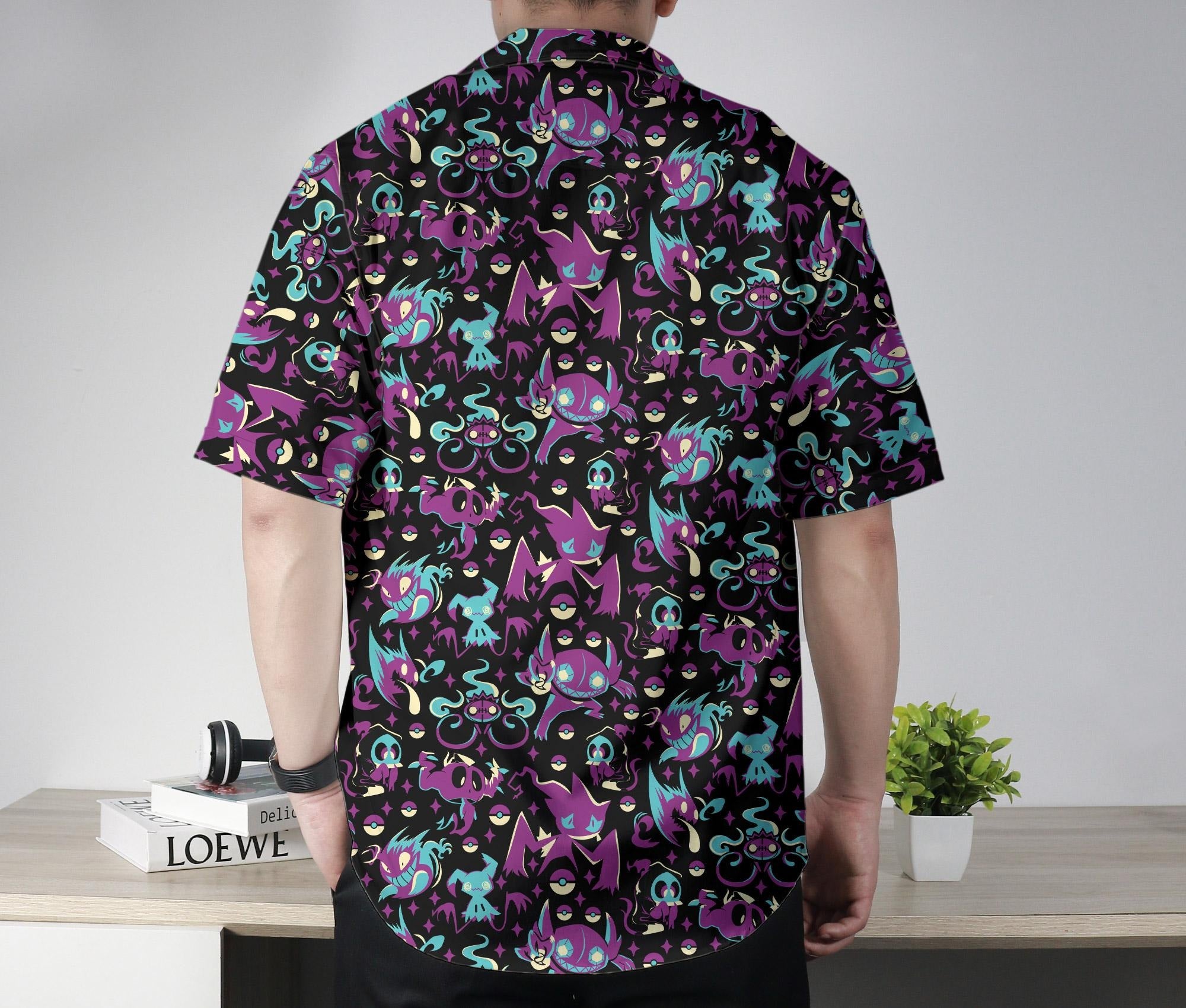 Sableye Hawaiian Shirt Tropical Button Up Shirt Summer Hawaiian Short Banette Hawaii Set Ghost Sableye Shirt Gifts