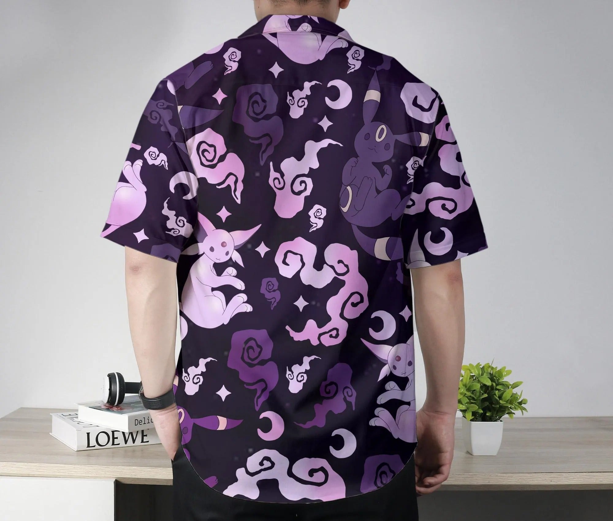 Umbreon Hawaiian Shirt Espeon Hawaii Set Tropical Button Up Shirt Summer Hawaiian Short Umbreon Shirt Gifts