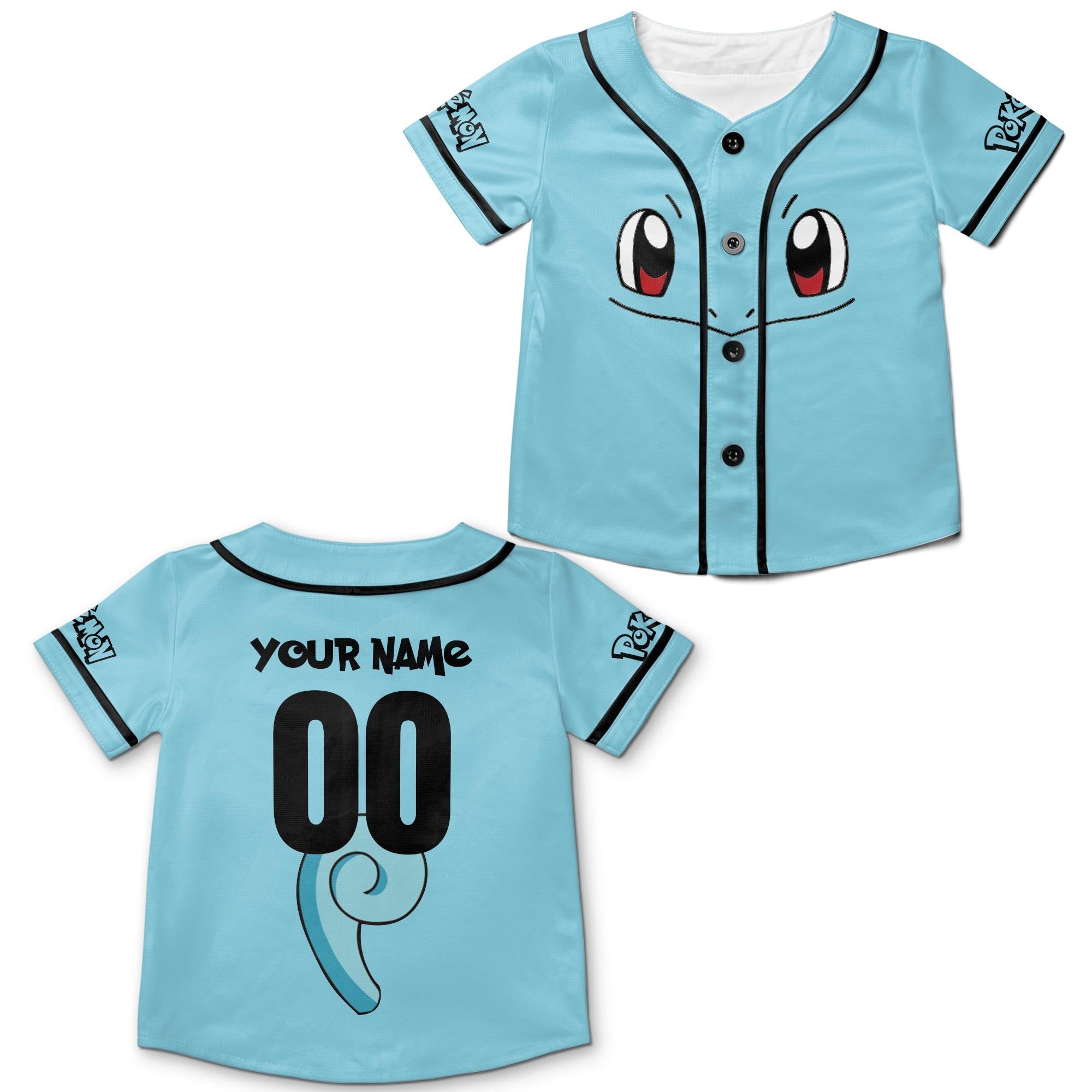 Personalized PKM Baseball Jerseys, Custom Anime Jersey, Cartoon Birthday Boy Jersey, Pika Birthday Family Matching Shirts, Team Jerseys