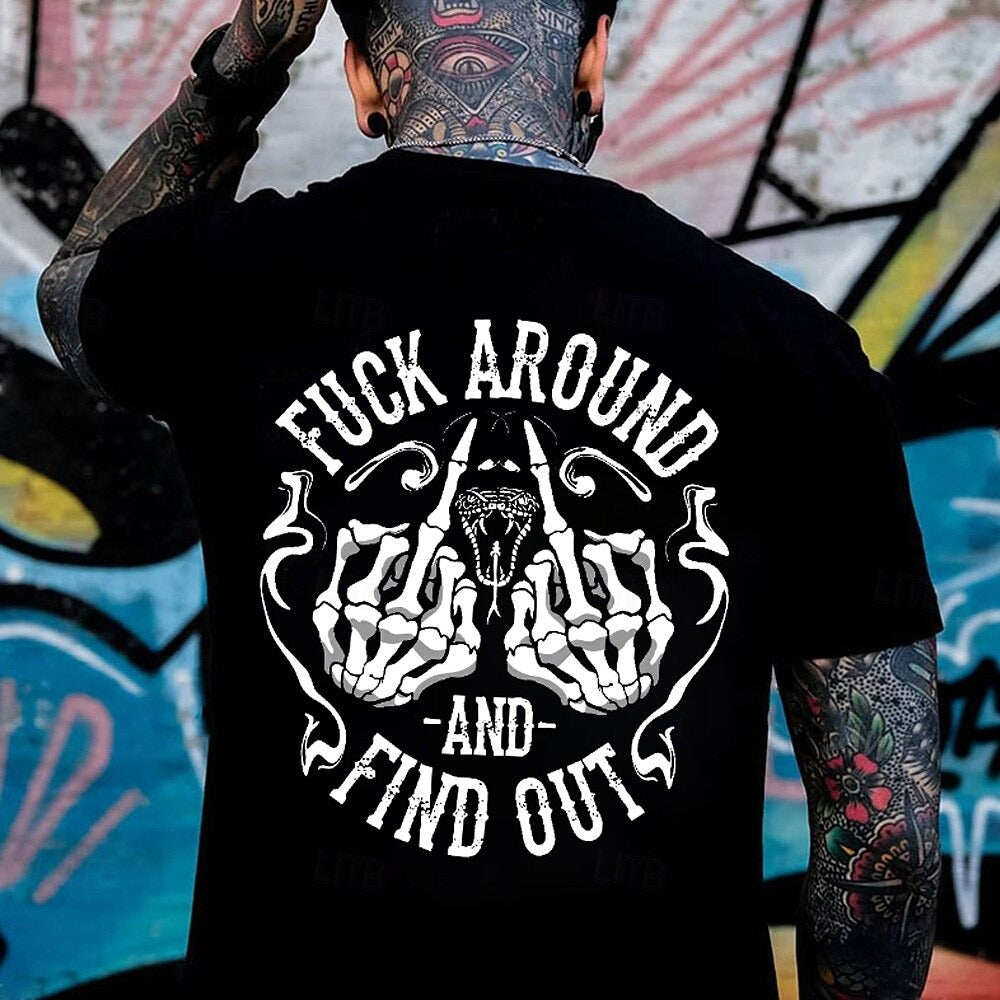 Men's Skull Funny T Shirt 100% Cotton Short Sleeve Graphic Shirt