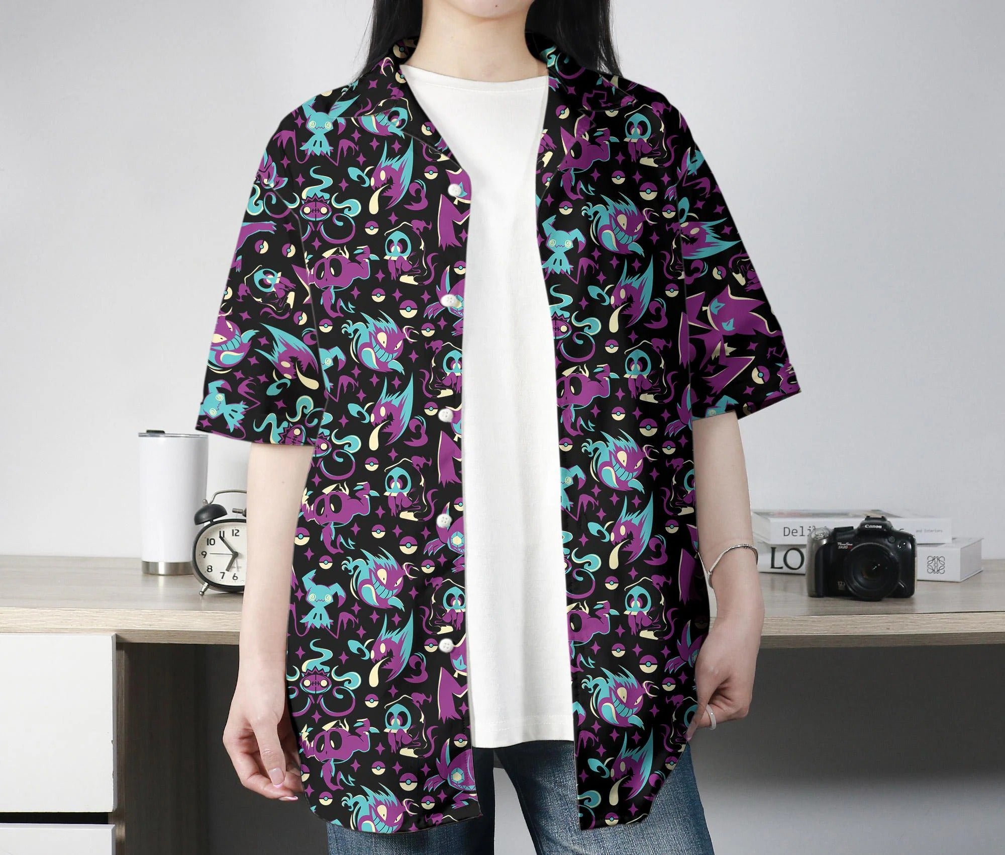 Sableye Hawaiian Shirt Tropical Button Up Shirt Summer Hawaiian Short Banette Hawaii Set Ghost Sableye Shirt Gifts