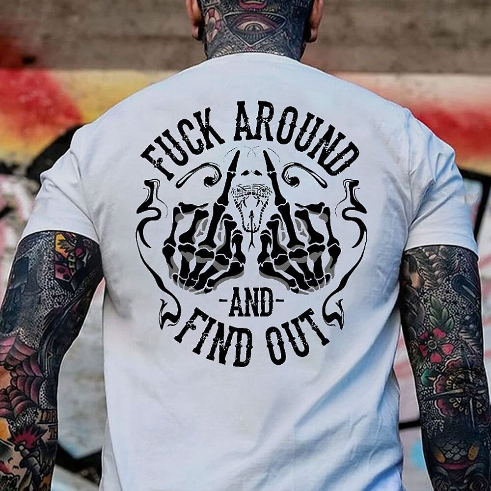 Men's Skull Funny T Shirt 100% Cotton Short Sleeve Graphic Shirt