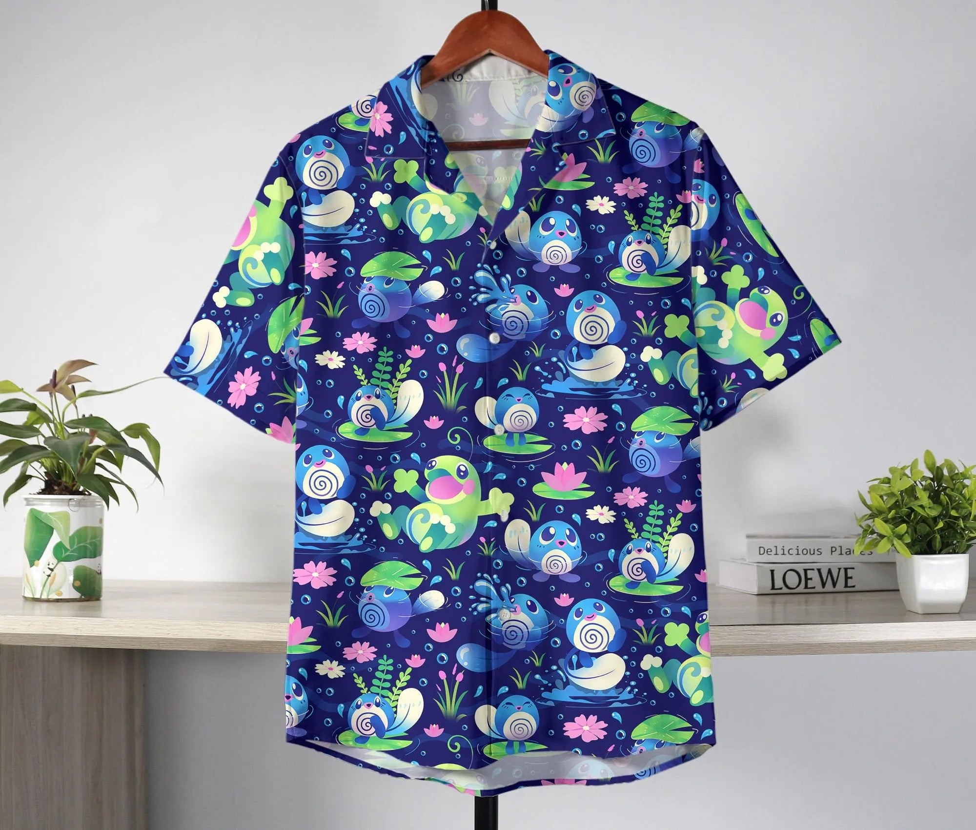 Poliwag Hawaiian Shirt Tropical Button Up Shirt Cute Politoed Hawaii Shirt Summer Hawaiian Short Tropical Hawaii Set Poliwag Shirt Gifts