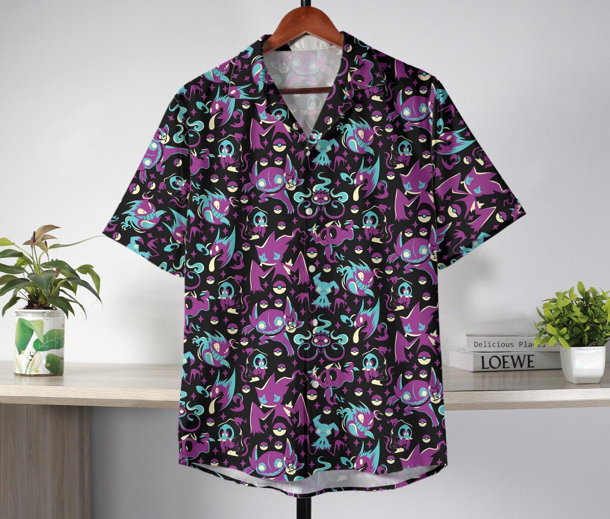 Sableye Hawaiian Shirt Tropical Button Up Shirt Summer Hawaiian Short Banette Hawaii Set Ghost Sableye Shirt Gifts