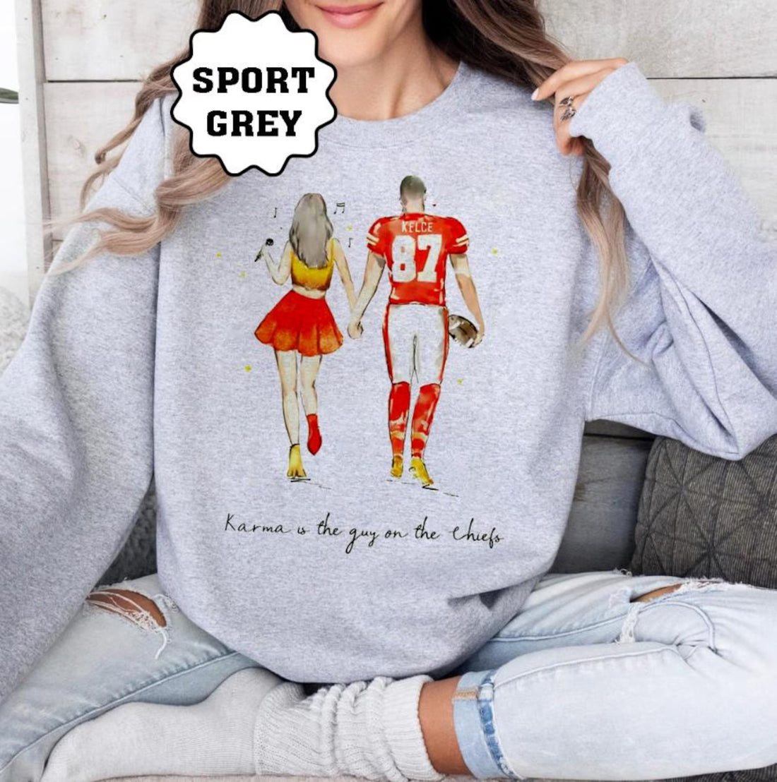 Taylor and Travis Minimalist Style Sweatshirt Karma Kelce 87 Sweatshirt