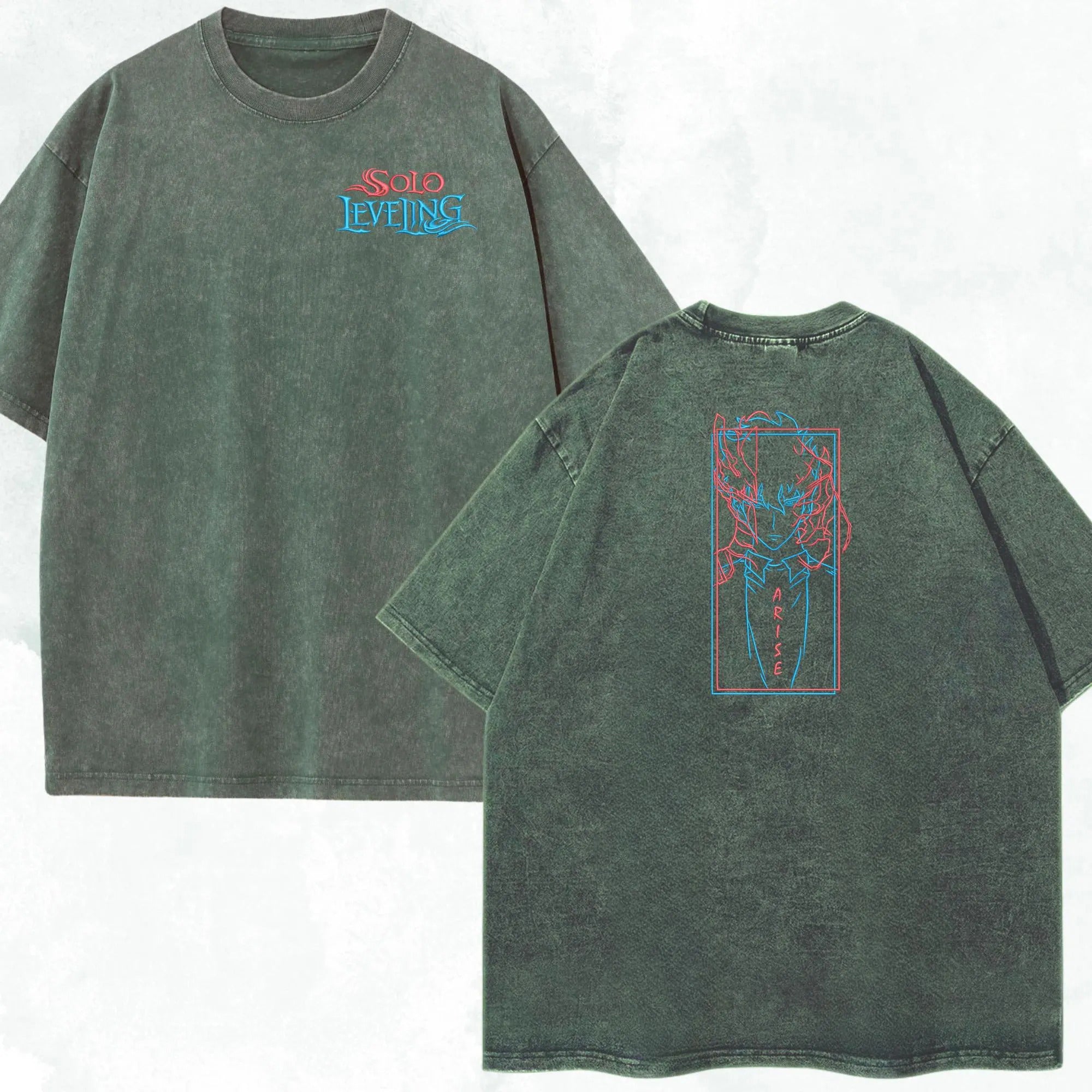 Anime Washed Shirt, I Alone Level Up-Inspired Design