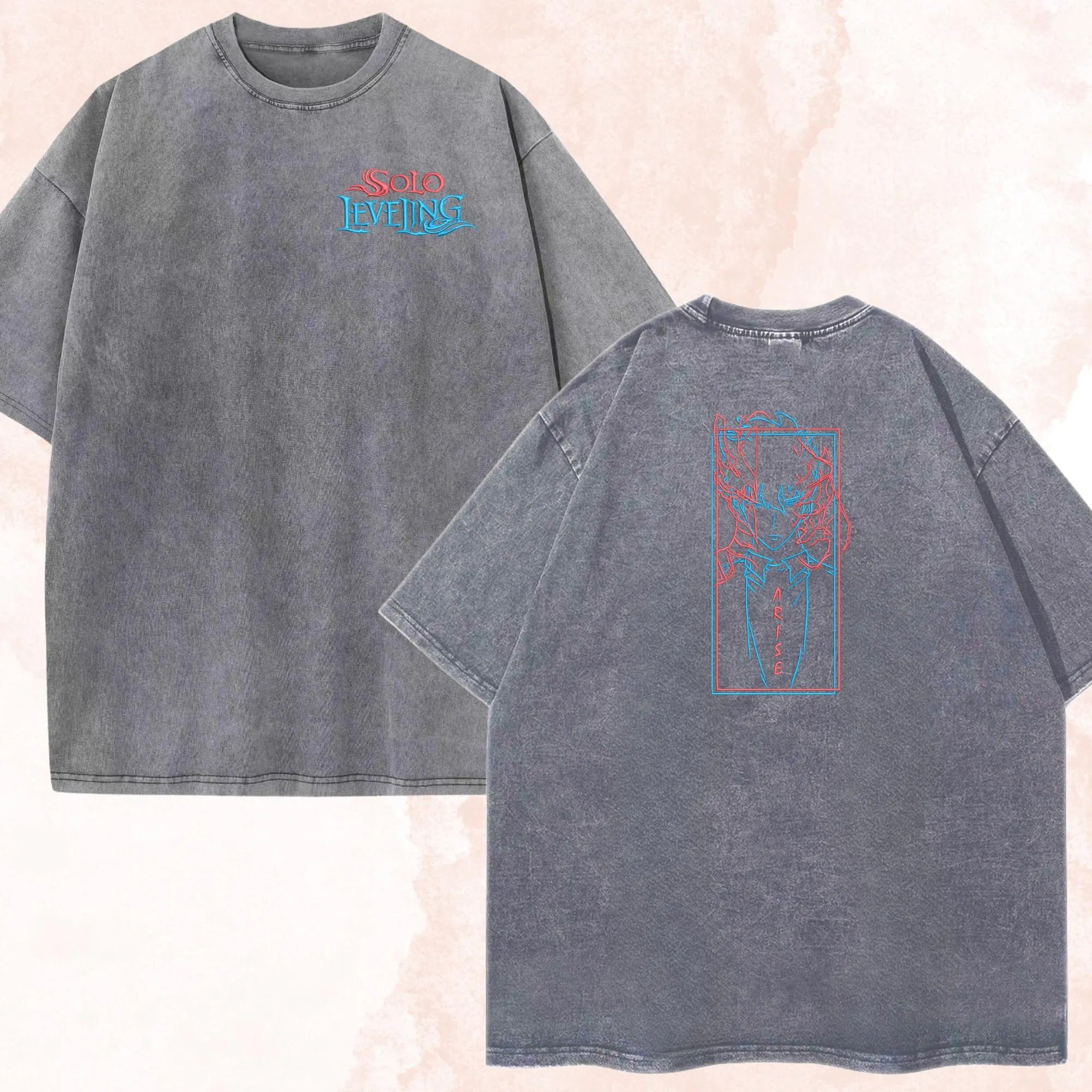 Anime Washed Shirt, I Alone Level Up-Inspired Design