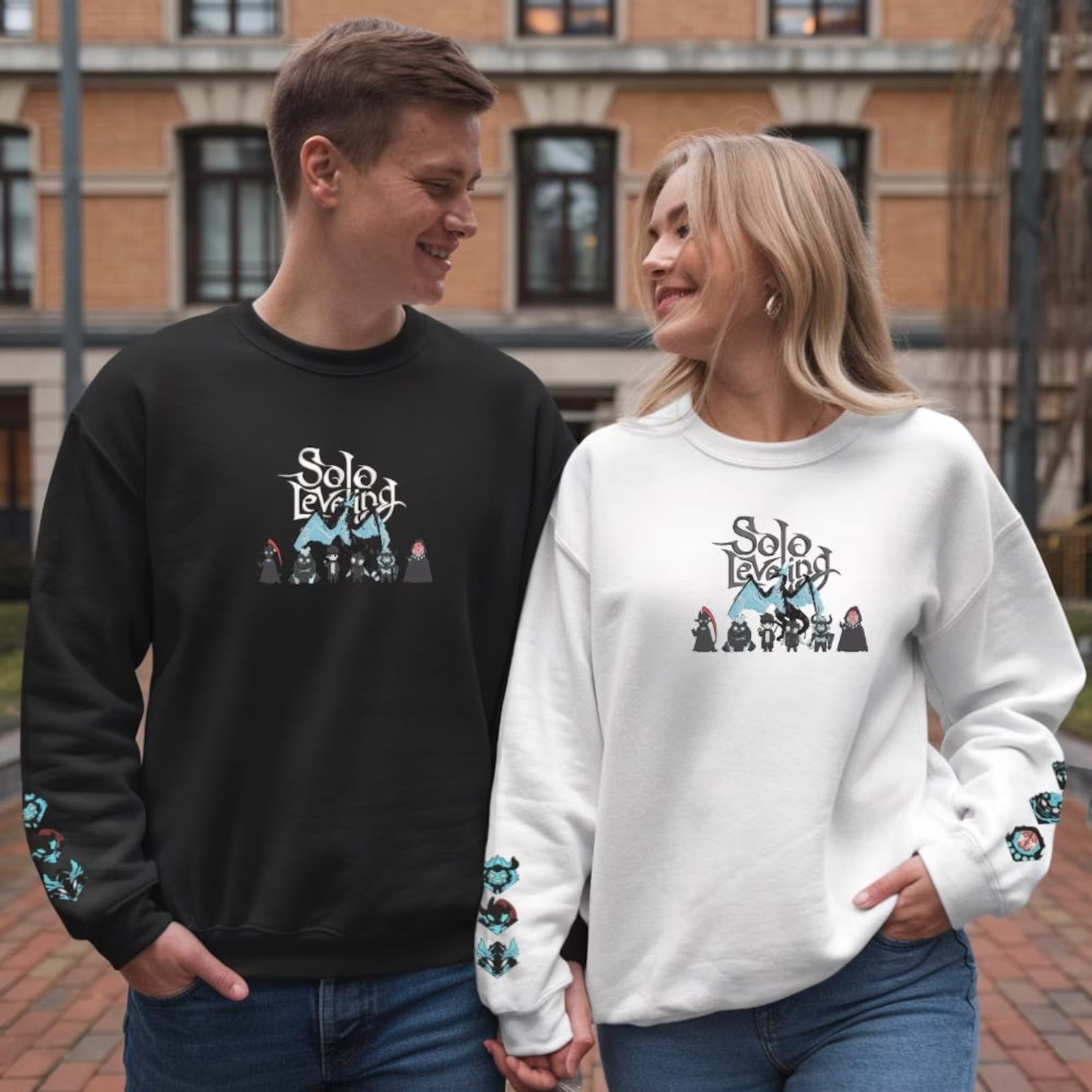 I Alone Level Up-Inspired Design Embroidered Anime Sweatshirt