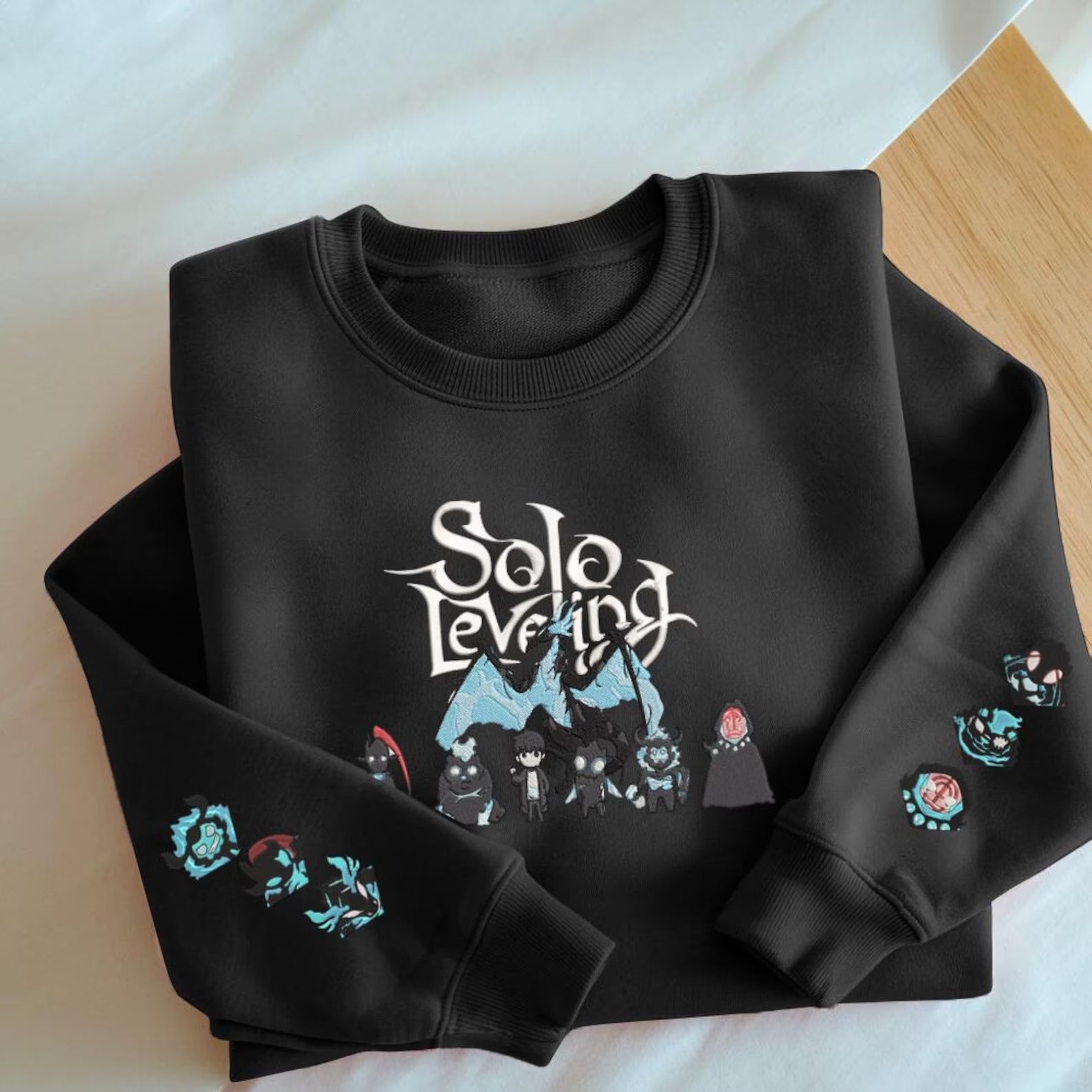 I Alone Level Up-Inspired Design Embroidered Anime Sweatshirt