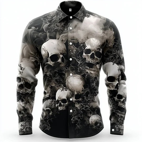 Men's Vintage Art Skull Shirt