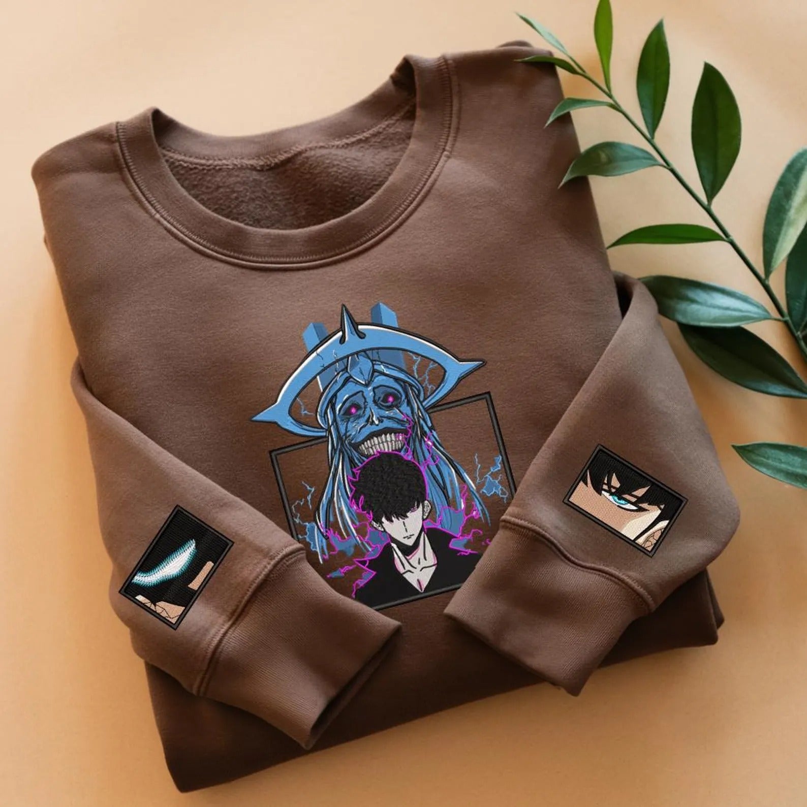Embroidered Anime Sweatshirt, I Alone Level Up-Inspired Design, The Shadow Monarch Sweater