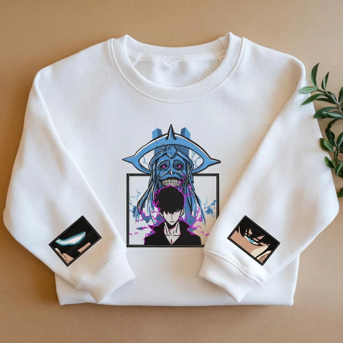 Embroidered Anime Sweatshirt, I Alone Level Up-Inspired Design, The Shadow Monarch Sweater