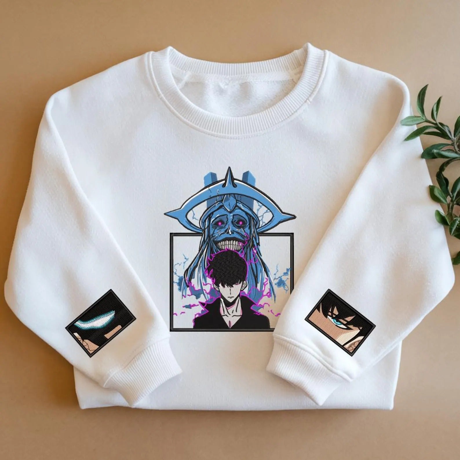 Embroidered Anime Sweatshirt, I Alone Level Up-Inspired Design, The Shadow Monarch Sweater