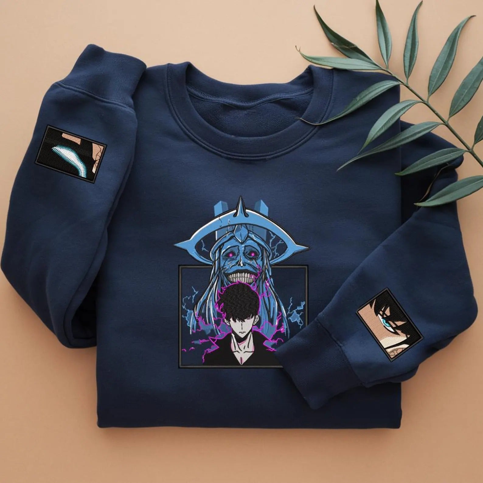 Embroidered Anime Sweatshirt, I Alone Level Up-Inspired Design, The Shadow Monarch Sweater