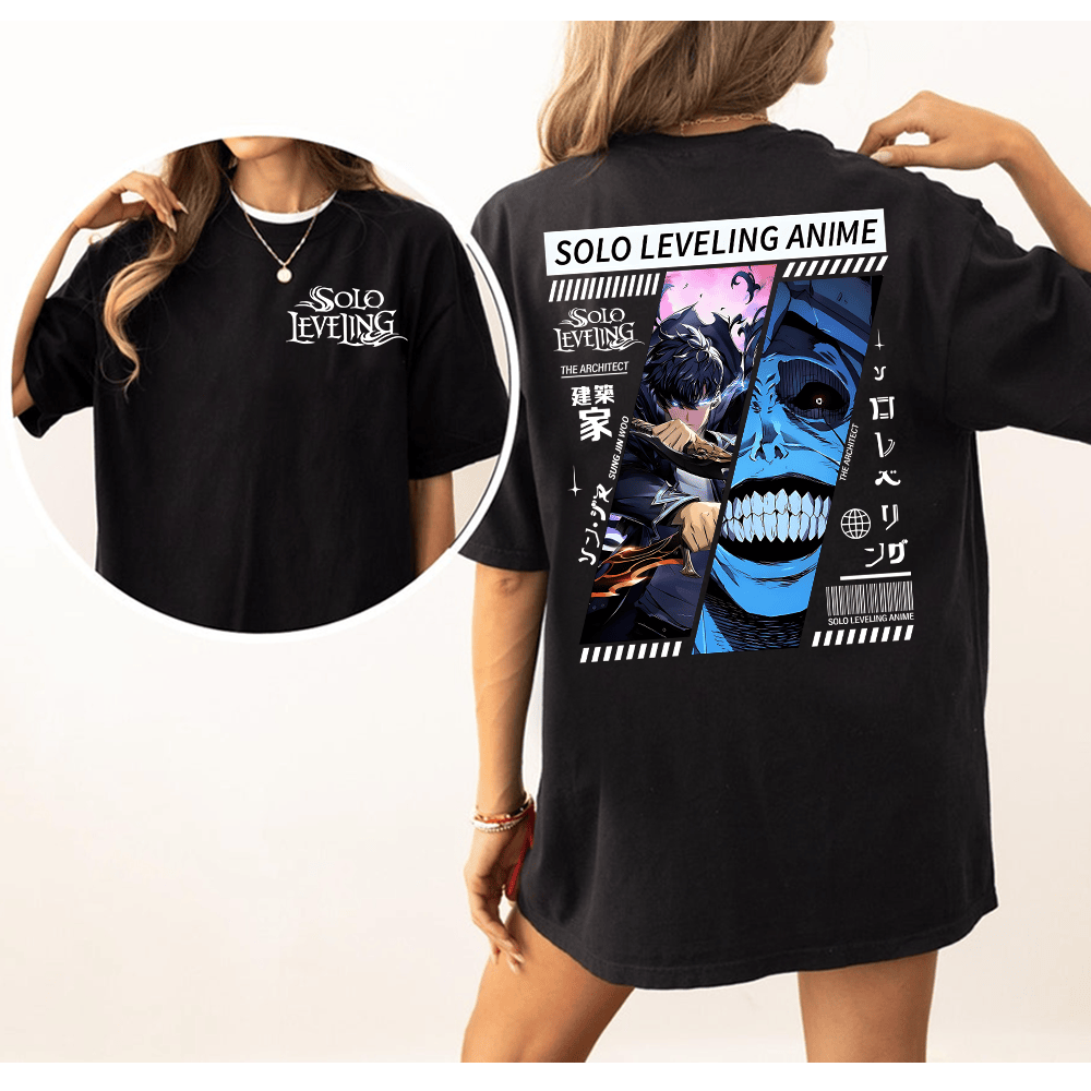 Solo Leveling two side shirt, Shadow Monarch Solo Leveling T-Shirt, Sung Jin- Woo Solo Leveling Arise T-shirt, sung jin woo, Beru, Igris, Iron, Tank, Tusk, Kaisel