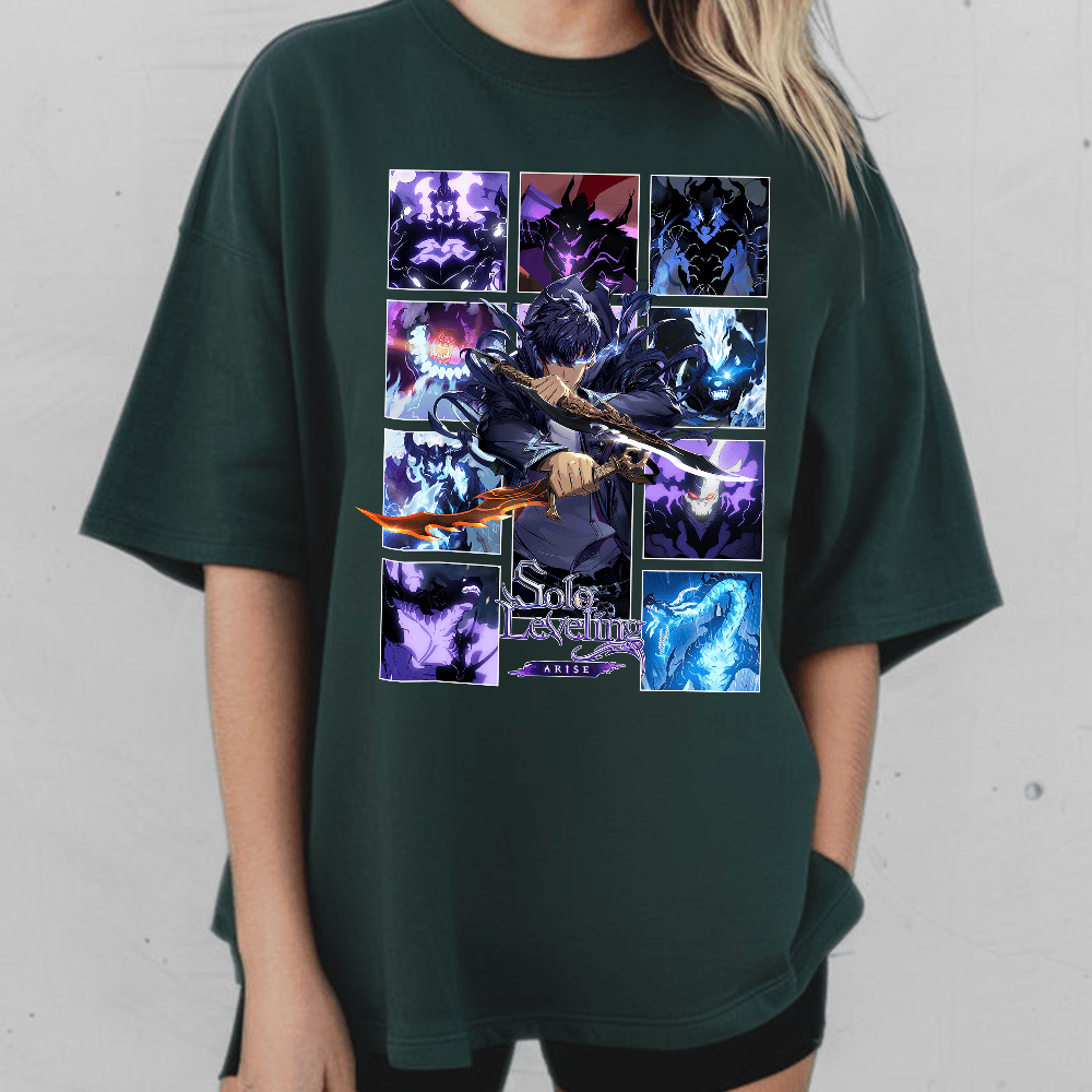 Shadow monarch shirt, Solo Leveling T-shirt, Solo Leveling Hoodie, Men Black Anime Solo Leveling Sung Jinwoo Cotton All Sizes T-shirt