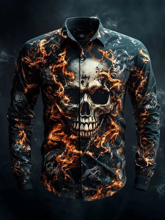 Men's Vintage Art Skull Shirt