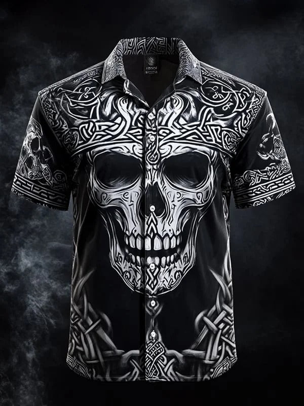 Men's Vintage Skull and Floral Shirt