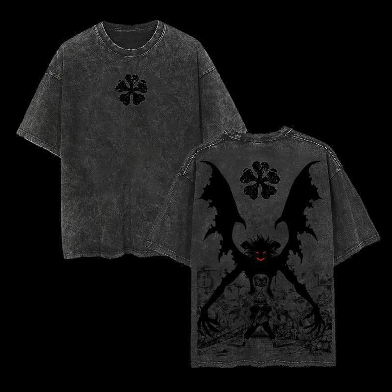 Retro Limited "Asta" Black Clover Vintage Washed Tee
